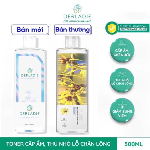 Nước Hoa Hồng Làm Sạch, Dưỡng Ẩm, Dịu Nhẹ Chiết Xuất Cây Phỉ Derladie Natural Witch Hazel Toner 500ml
