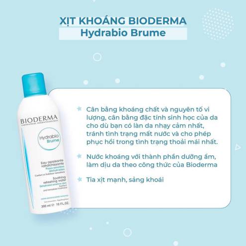 Xịt Khoáng Bioderma Hydrabio Brume Soothing Refreshing Water 