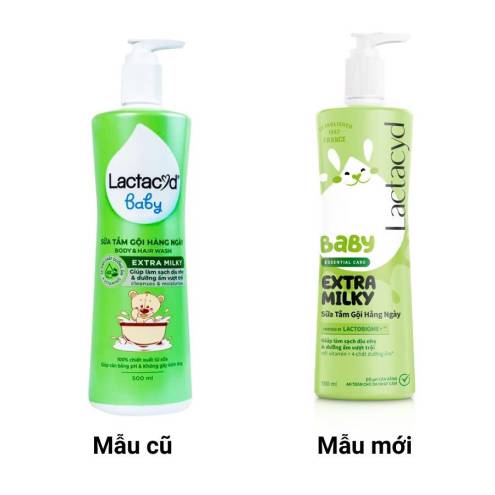 Sữa tắm gội em bé LACTACYD extra milky và gentle care vòi 500ML (Có thể dùng trị rôm sảy cho trẻ sơ sinh)