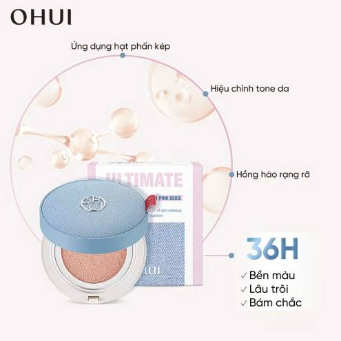 Phấn nước che phủ nâng tone mịn mượt OHUI Ultimate Tone-Up Jean Cushion SPF33+ PA+++