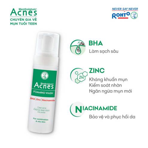 Dung Dịch Rửa Mặt Tạo Bọt Acnes Foaming Wash Hỗ Trợ Giảm Mụn, Hạn Chế Sẹo Thâm (Chai 150ml)