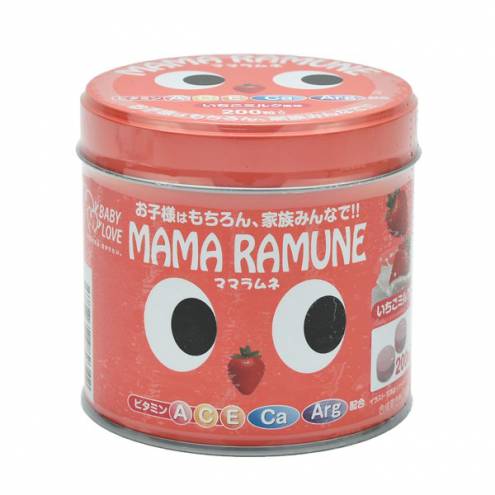 Kẹo cho trẻ biếng ăn Mama Ramune vị dâu 200 viên Nhật Bản