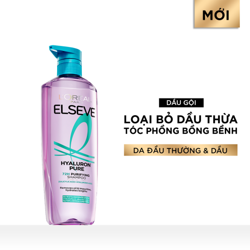 Gội Xả L'Oreal Paris Hyaluron Pure Purifying Shampoo & Hydrating Conditioner Sạch Nhờn Nhẹ Bồng