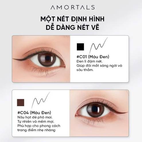 Bút Kẻ Mắt Nước Amortals Siêu Mảnh 0.01mm , Lâu Trôi, Chống Nước, Không Lem