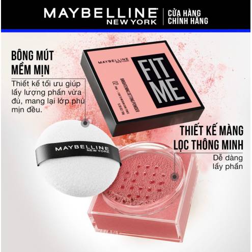 Phấn Phủ Dạng Bột Maybelline Fit Me Mattifying Setting Powder 10g .#02 Pink